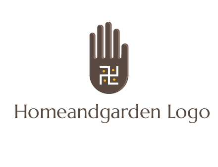 hand logo with the Swastika symbol