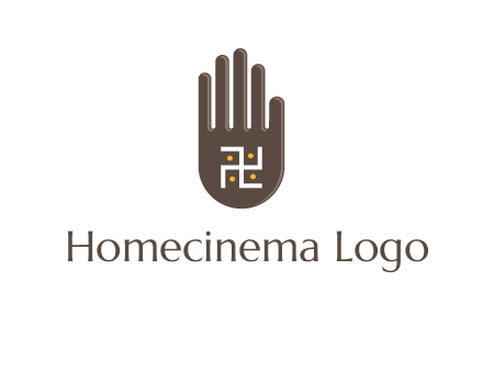 hand logo with the Swastika symbol