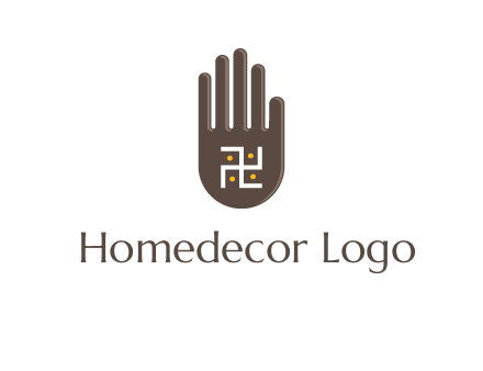 hand logo with the Swastika symbol