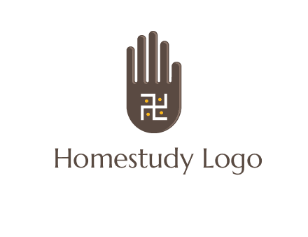 hand logo with the Swastika symbol