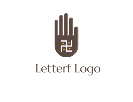 hand logo with the Swastika symbol