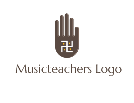 hand logo with the Swastika symbol