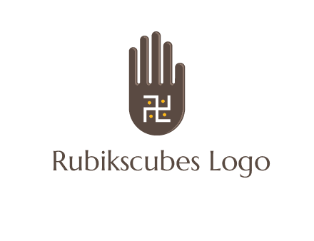 hand logo with the Swastika symbol