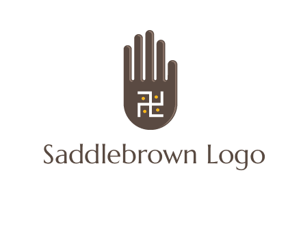 hand logo with the Swastika symbol