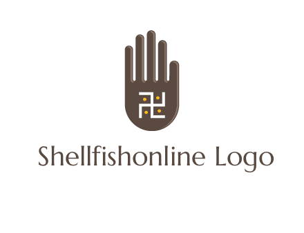 hand logo with the Swastika symbol