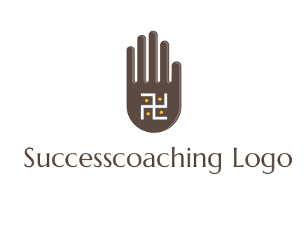 hand logo with the Swastika symbol