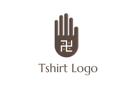 hand logo with the Swastika symbol