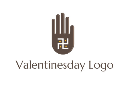 hand logo with the Swastika symbol