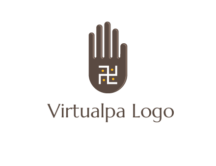 hand logo with the Swastika symbol