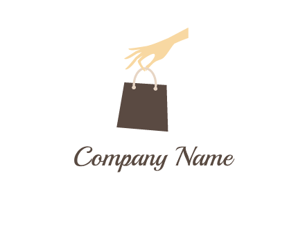 hand holding shopping bag logo