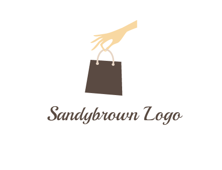 hand holding shopping bag logo