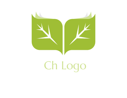 leaves with book icon