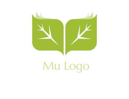 leaves with book icon