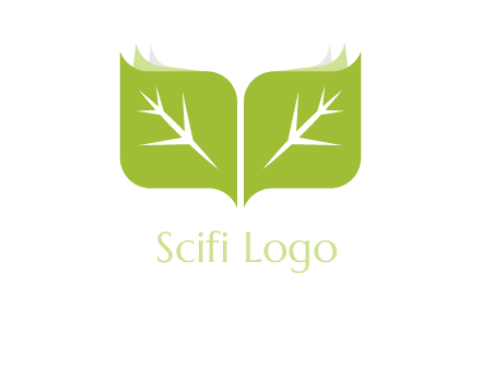 leaves with book icon