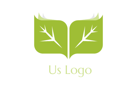 leaves with book icon