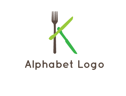 letter K with knives and fork