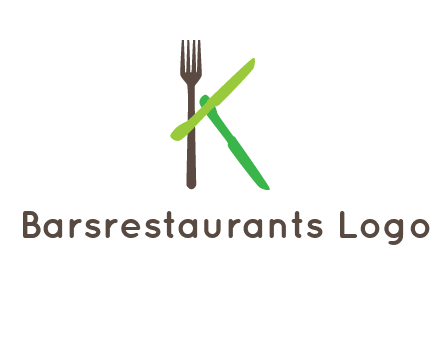 letter K with knives and fork