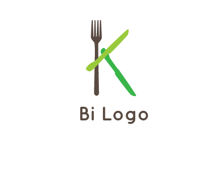 letter K with knives and fork