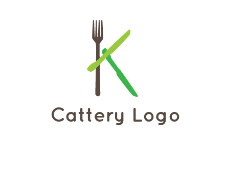 letter K with knives and fork