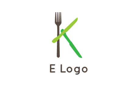 letter K with knives and fork