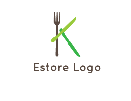 letter K with knives and fork