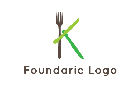 letter K with knives and fork