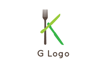 letter K with knives and fork