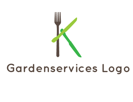 letter K with knives and fork