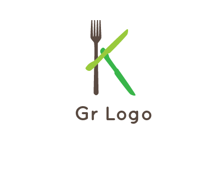 letter K with knives and fork