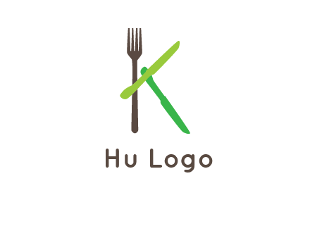 letter K with knives and fork