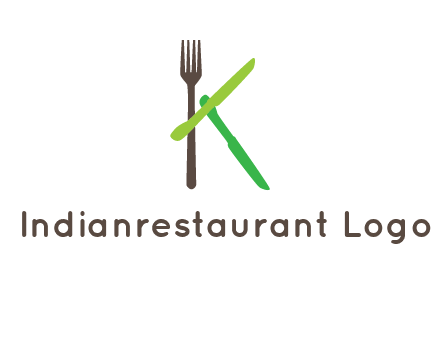 letter K with knives and fork