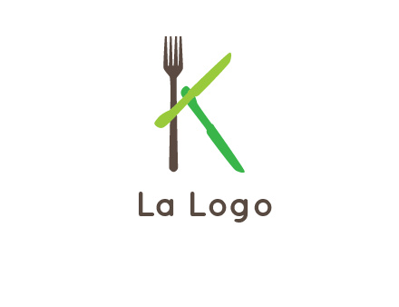 letter K with knives and fork