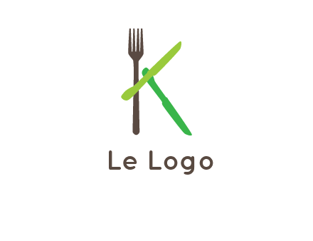 letter K with knives and fork