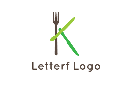 letter K with knives and fork