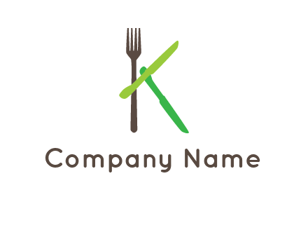 letter K with knives and fork