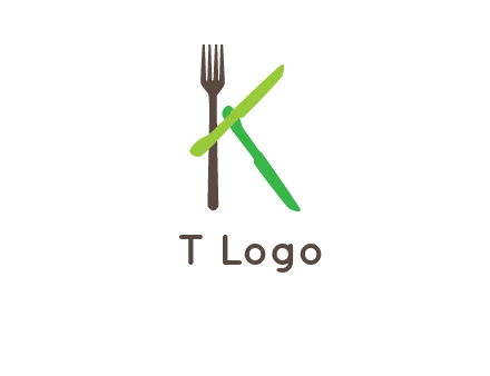 letter K with knives and fork