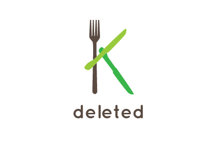 letter K with knives and fork