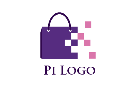 pixels coming out of a shopping bag logo