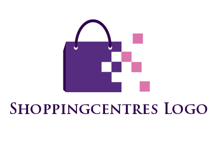 pixels coming out of a shopping bag logo