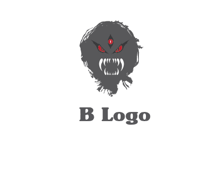 demon face or monster logo with three eyes