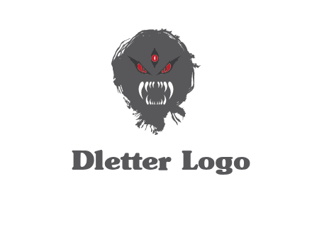 demon face or monster logo with three eyes