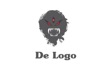 demon face or monster logo with three eyes