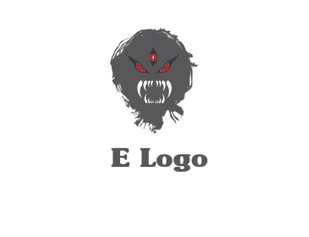 demon face or monster logo with three eyes