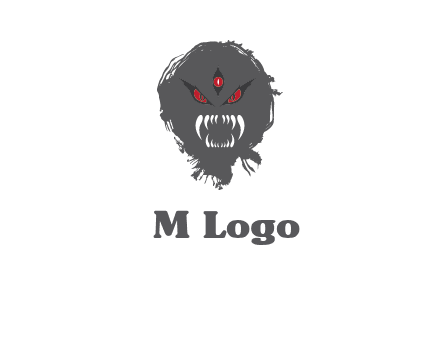 demon face or monster logo with three eyes