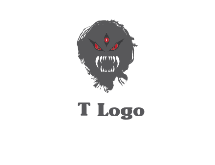 demon face or monster logo with three eyes