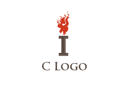 letter I with flames logos