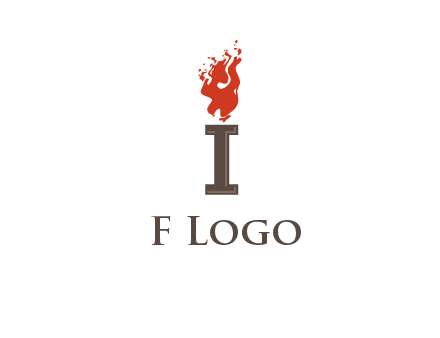 letter I with flames logos