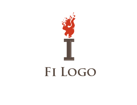 letter I with flames logos