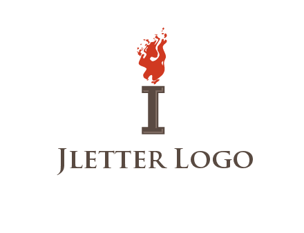 letter I with flames logos