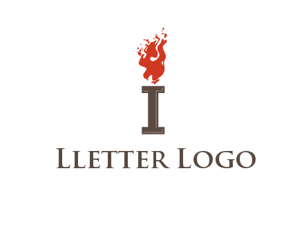 letter I with flames logos